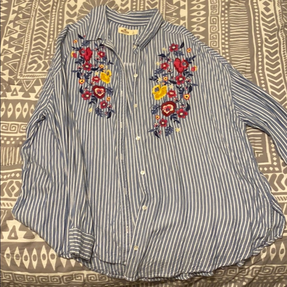 Striped light weight button down cardigan